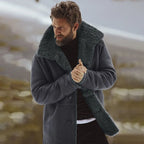 Men's Winter Overcoat with Shearling-Style Collar – Warm Lined Tailored Coat