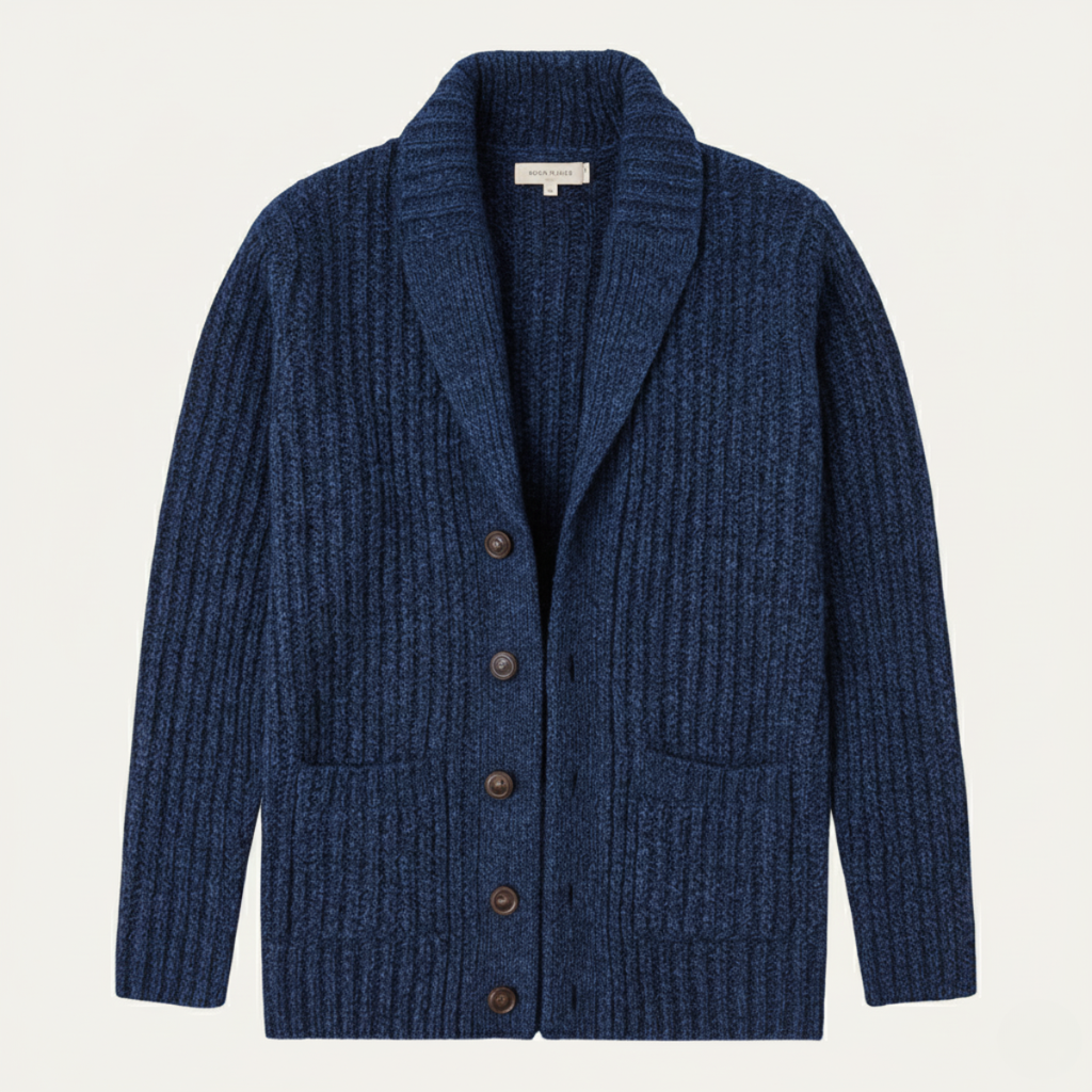Men's Chunky Shawl Collar Cardigan – Heavy Cable Knit Button Sweater