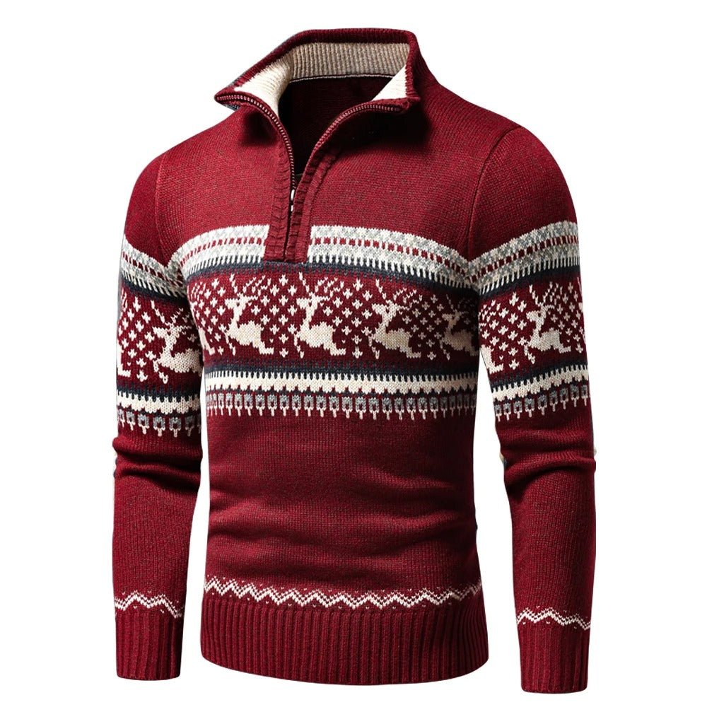 Theo | Men Fair Isle Quarter Zip Christmas Sweater