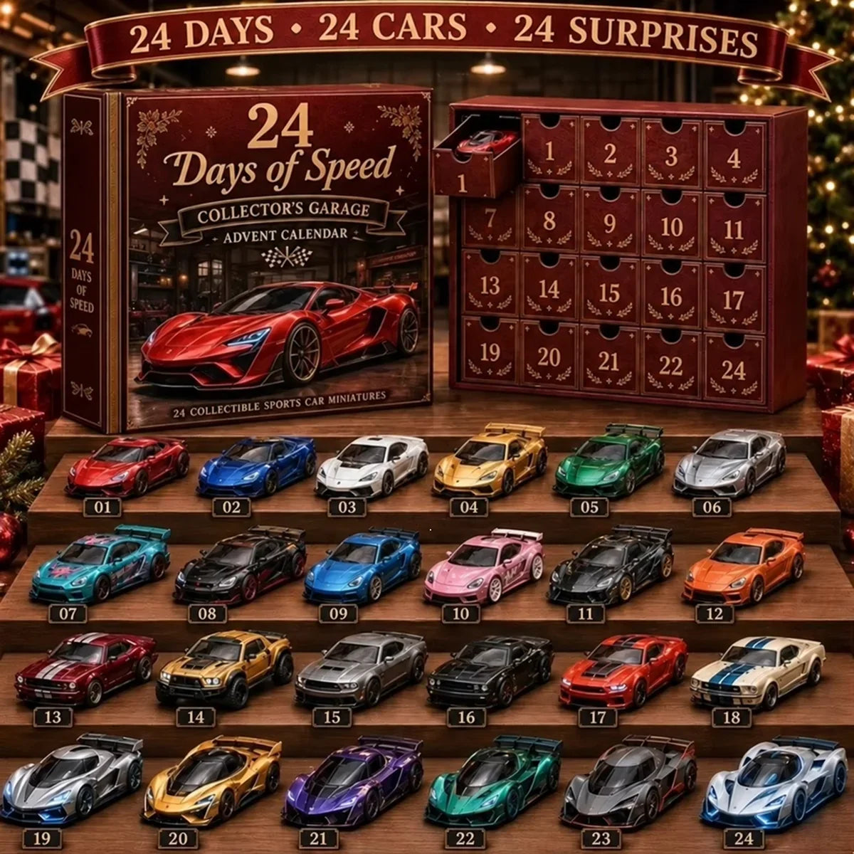 Dean | Classic Car Christmas Advent Calendar with 24 Retro Mini Vehicles
