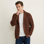 Men's Chunky Shawl Collar Cardigan – Heavy Cable Knit Button Sweater