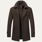 Men's Tailored Wool Blend Overcoat – Lapel Collar Trench-Style Coat