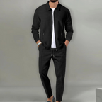 Men's Beige Knit Cardigan and [Shorts/Pants] Set – 2-Piece Matching Casual Outfit