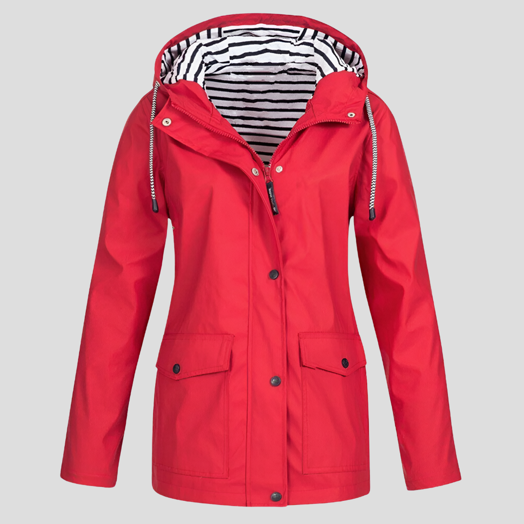 Women's Insulated Hooded Rain Jacket – Windproof Water-Resistant Coat