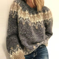 Women's Nordic Fair Isle Knit Sweater – Alpine Crew Neck Pullover