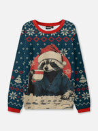 Remy | Unisex Raccoon Santa Hat Ugly Christmas Sweater