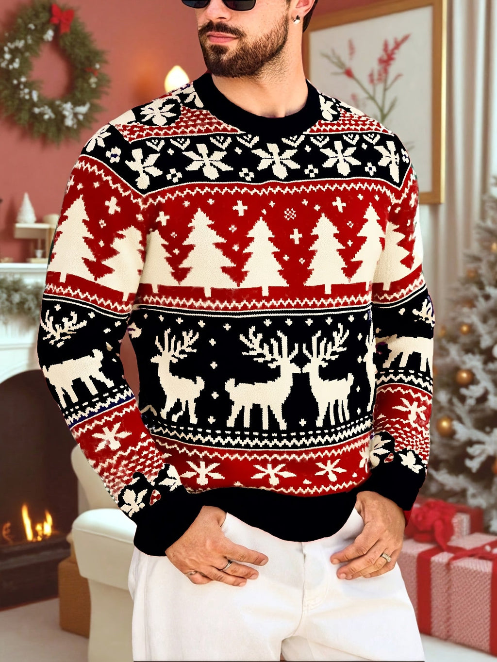 Carter | Unisex Fair Isle Reindeer Christmas Sweater