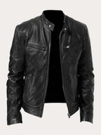 Marcus | Men Stand Collar Faux Leather Moto Jacket