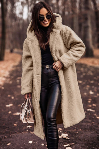 Women's Faux Fur Hooded Coat – Plush Longline Winter Jacket