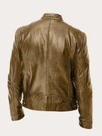 Marcus | Men Stand Collar Faux Leather Moto Jacket