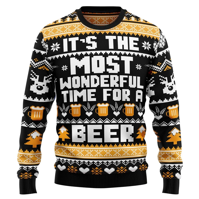 Felix | Unisex Beer Print Ugly Christmas Sweater