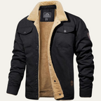 Men's Fleece Lined Button Coat – Warm Winter Jacket with Fleece Collar