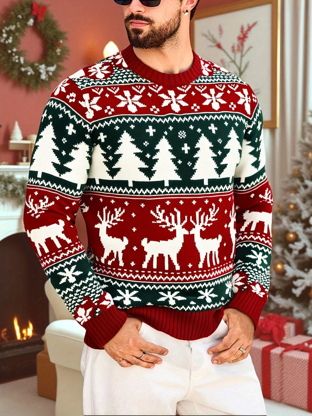 Carter | Unisex Fair Isle Reindeer Christmas Sweater
