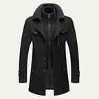 Men's Tailored Wool Blend Overcoat – Lapel Collar Trench-Style Coat