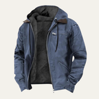 Men's Fleece Lined Hooded Winter Jacket – Full Zip Warm Outerwear
