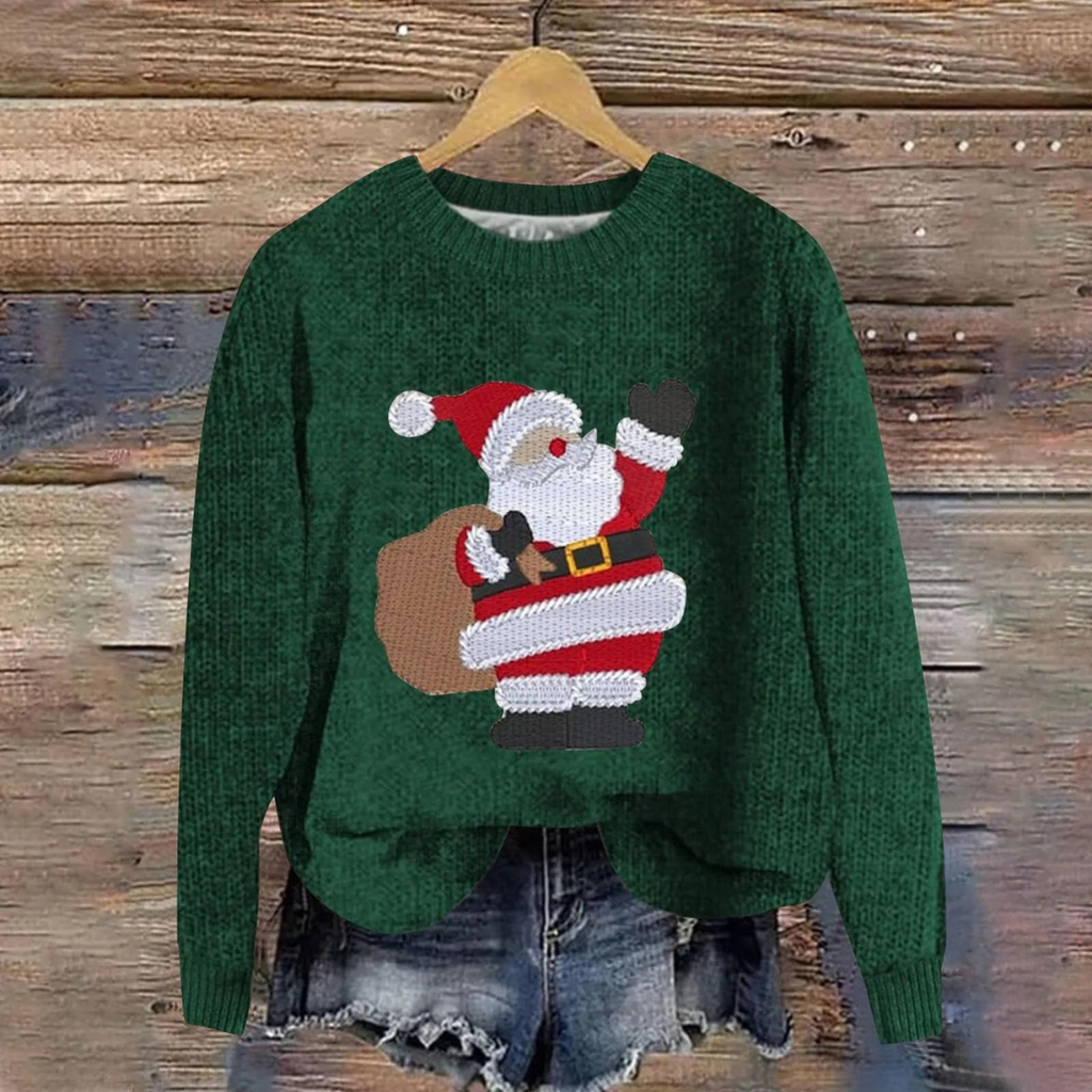 Daisy | Women Santa Graphic Christmas Knit Sweater