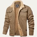 Men's Fleece Lined Button Coat – Warm Winter Jacket with Fleece Collar