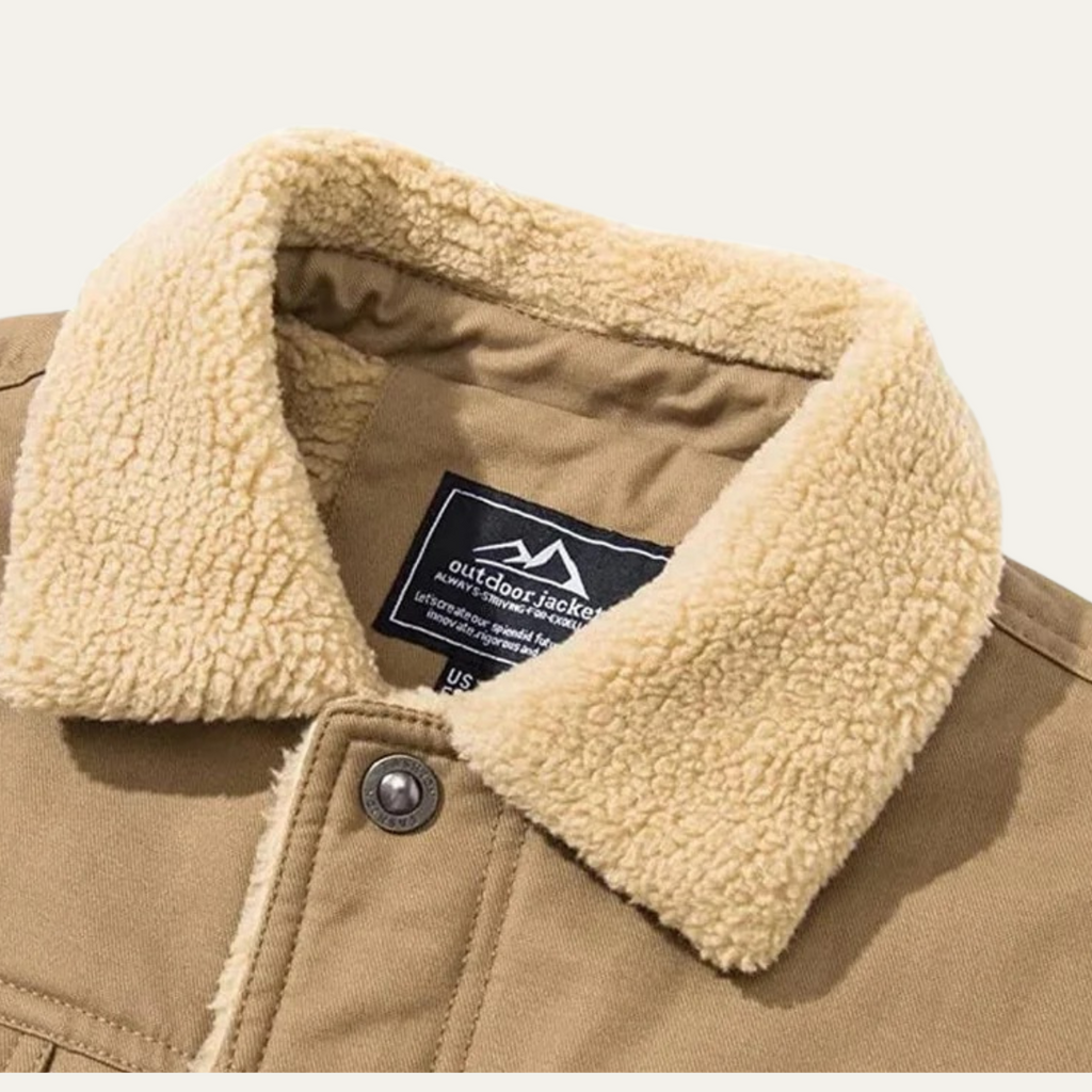 Men's Fleece Lined Button Coat – Warm Winter Jacket with Fleece Collar