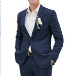 Men's Linen Blend Two-Piece Suit – Tailored Blazer & Trousers