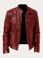 Marcus | Men Stand Collar Faux Leather Moto Jacket