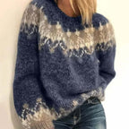 Women's Nordic Fair Isle Knit Sweater – Alpine Crew Neck Pullover