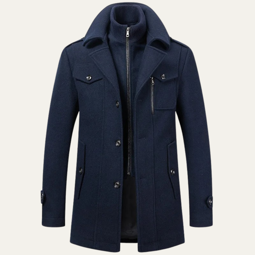 Men's Tailored Wool Blend Overcoat – Lapel Collar Trench-Style Coat