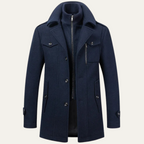 Men's Tailored Wool Blend Overcoat – Lapel Collar Trench-Style Coat