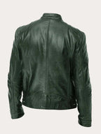 Marcus | Men Stand Collar Faux Leather Moto Jacket