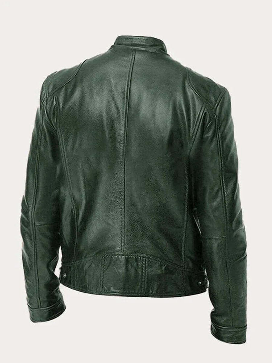 Marcus | Men Stand Collar Faux Leather Moto Jacket
