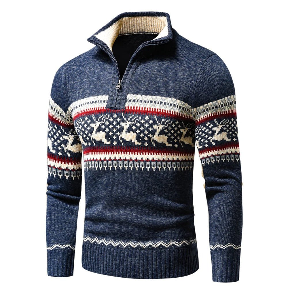 Theo | Men Fair Isle Quarter Zip Christmas Sweater