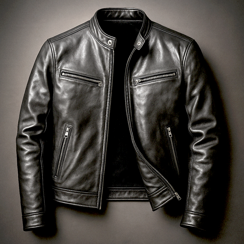 Men's Vintage-Look Biker Jacket – Classic Four-Pocket Moto Jacket