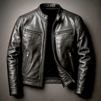 Men's Vintage-Look Biker Jacket – Washed Finish Zip Moto Jacket