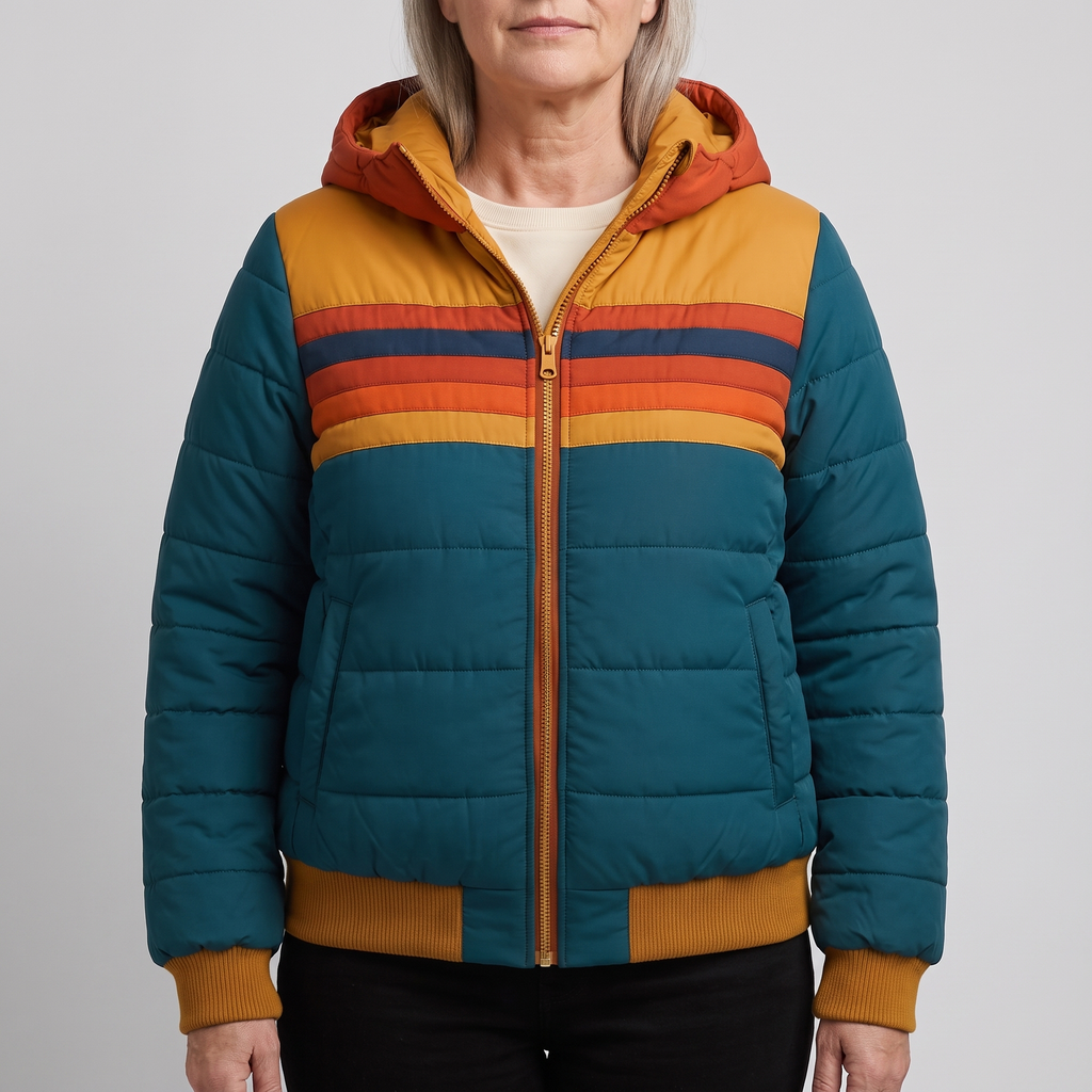 Amber | Women Hooded Color Block Puffer Jacket