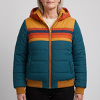 Amber | Women Hooded Color Block Puffer Jacket