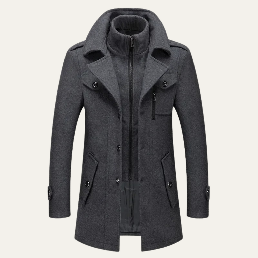 Men's Tailored Wool Blend Overcoat – Lapel Collar Trench-Style Coat