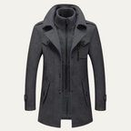 Men's Tailored Wool Blend Overcoat – Lapel Collar Trench-Style Coat