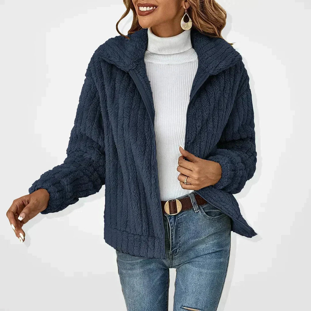 Liora | Women Fluffy Teddy Zip Front Cardigan