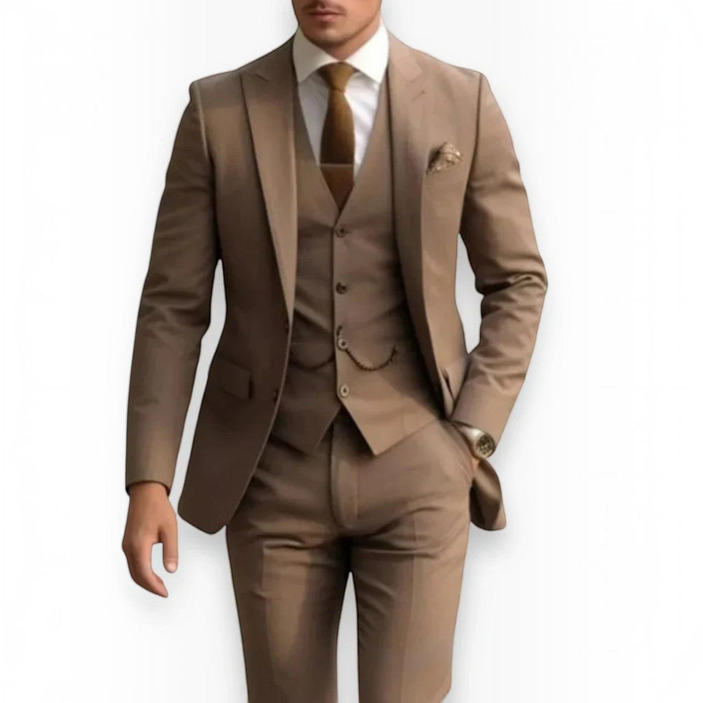 Men's Slim Fit Three-Piece Suit – Jacket, Vest and Trousers Set for Weddings and Events