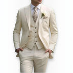 Men's Slim Fit Three-Piece Suit – Jacket, Vest and Trousers Set for Weddings and Events