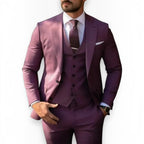 Men's Slim Fit Three-Piece Suit – Jacket, Vest and Trousers Set for Weddings and Events