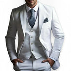 Men's Slim Fit Three-Piece Suit – Jacket, Vest and Trousers Set for Weddings and Events