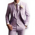 Men's Slim Fit Three-Piece Suit – Jacket, Vest and Trousers Set for Weddings and Events