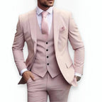 Men's Slim Fit Three-Piece Suit – Jacket, Vest and Trousers Set for Weddings and Events