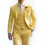 Men's Slim Fit Three-Piece Suit – Jacket, Vest and Trousers Set for Weddings and Events