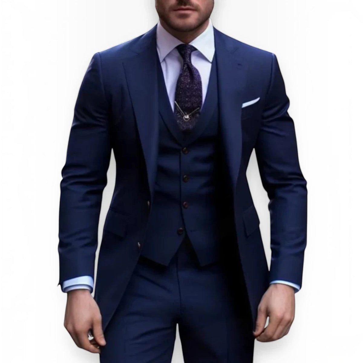 Men's Slim Fit Three-Piece Suit – Jacket, Vest and Trousers Set for Weddings and Events