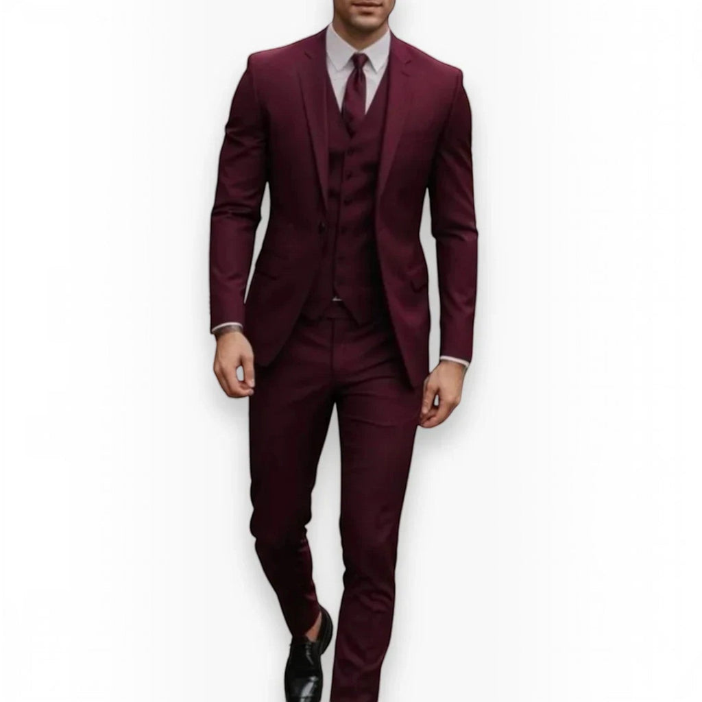 Men's Slim Fit Three-Piece Suit – Jacket, Vest and Trousers Set for Weddings and Events