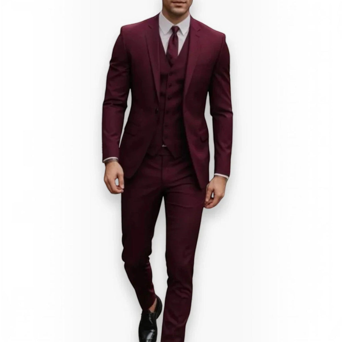 Men's Slim Fit Three-Piece Suit – Jacket, Vest and Trousers Set for Weddings and Events