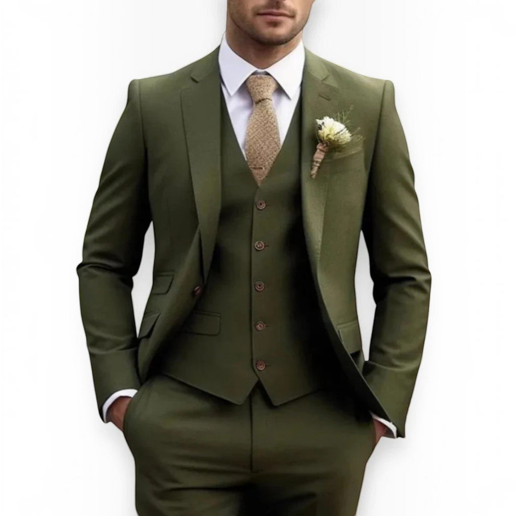 Men's Slim Fit Three-Piece Suit – Jacket, Vest and Trousers Set for Weddings and Events