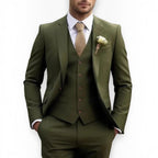 Men's Slim Fit Three-Piece Suit – Jacket, Vest and Trousers Set for Weddings and Events