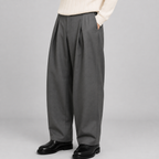 Men's Pleated Wide Leg Trousers – High Waist Tailored Dress Pants